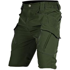 Heren Wandel Cargo Shorts met Meerdere Zakken Sneldrogende Lichtgewicht Stretch Tactische Shorts Outdoor Golf Vissen Kamperen(Military Green,3XL)