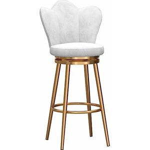 Barkruk Barkruk Met Gouden Poten, Fluwelen Blad, 360° Draaibare Barkrukken, Keukenstoel Met Hoge Rugleuning, Barontvangststoel Pub Stoel Thuis Keuken (Color : White, Size : 65cm Sitting Height)