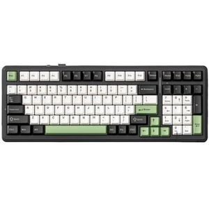 QPSJXN F99 Mechanical Keyboard 99 afdichtingsstructuur, draadloze bluetooth-kabel, bedrade hete swappbare PBT RGB, compatibel met pc en laptop (Green Purple Axis)