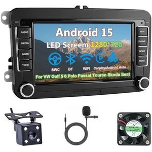 Draadloze Autoradio Android 15 voor VW Golf 5 6 Polo Passat Touran Skoda Seat met draadloze carplay en Android Auto Bluetooth USB Wifi 4G GPS Navigatie(S-4(4G+64G))