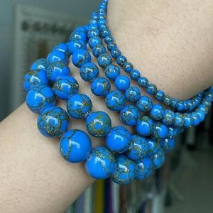 45 Stijl Natuursteen Kralen Blauwe Chalcedoon Kristalglas Edelsteen Jade Agaat Kralen Sieraden Maken DIY Handgemaakte Armband 15''-Blauw Goud Turkoois-6mm