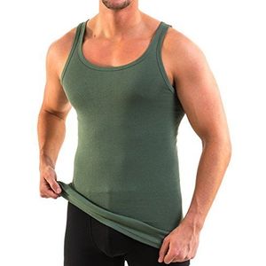 HERMKO 3000 Heren tank top 100% biologisch katoen in fijn rib, onderhemd, spier shirt made in EU, Größe Herren:5 (M), Farbe:tanne