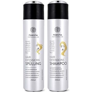 Fidentia Hair Extensions Shampoo & Conditioner 250 ml per flacon| Gevoelig zonder siliconen | hoog gehalte arganolie | voor ruw haar