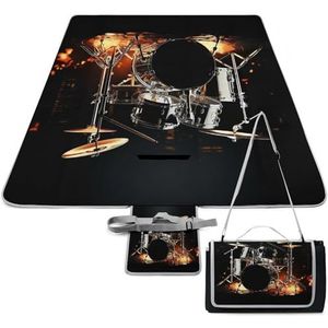 JKLQWH Picknickmat stranddeken, drummer bedrukte picknickdekens waterdicht opvouwbaar extra groot, vierkante picknickmat, voor wandelen, reizen, buiten kamperen, parken