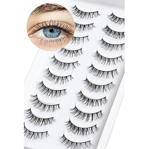 Kattenoogwimpers Wispy Wimpers Manga Cat Wimpers Natuurlijke Look 15mm Wispy Valse Wimpers 3D Volume Nep Wimpers Anime Wimpers Zachte Faux Nertsen Wimpers 7 paar Wimpers Pack