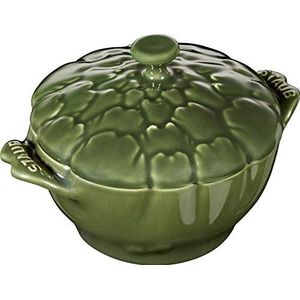STAUB - Artisjok - ovenschaal, soepborden, cocotte - keramiek - kleur: groen - inhoud: 0,5 liter