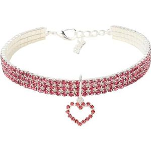 Dierlijke puppy verstelbare ketting kitten kraag strass kraag met hart: decoratieve kat schattige riem nek