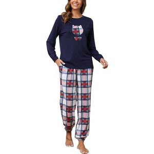 Reliwel Pyjama Dames Lange Pyjama Katoenen Winter Pyjama Set Ronde Hals Top en Pyjamabroek Lange Mouwen Loungewear Nachtkleding Huispak Gezellig Vrijetijdspak
