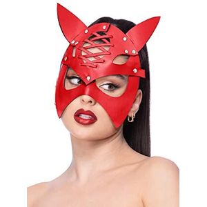 Smiffys 53009 Red Fever Mock Leather Devil Mask, Vrouwen, One Size