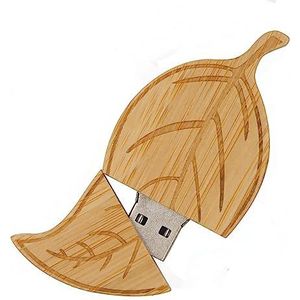 Chauuxee Blad USB-sticks duimdrive pendrive van bamboe voor studenten en zakelijke geschenken (1 verpakking bamboe 32 GB)