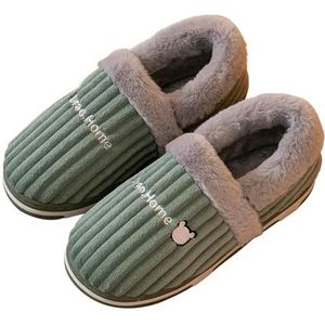 Warme Bont Slippers Voor Vrouwen Mannen Winter Indoor Harige Slippers Katoenen Slides Thuis Mode Pluche Gezellige Schoenen, B-groen, 38-39(FIt 37-38)