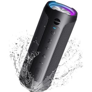 AUKTECH Bluetooth-luidspreker, muziekbox, luidspreker, boxen, bluetooth (30 m) met 24 W krachtig stereogeluid, RGB-licht, IPX7 waterdicht, handsfree-functie, 24 uur batterijduur