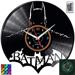 EVEVO Batman wandklok RGB LED pilot wandklok vinyl plaat retro klok handgemaakt vintage geschenk stijl kamer huis decoratie leuk geschenk klok