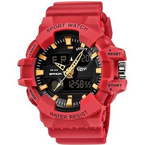 RORIOS Heren polshorloge militaire horloges LED sporthorloge mannenhorloges digitale horloges voor heren, rood, Riem