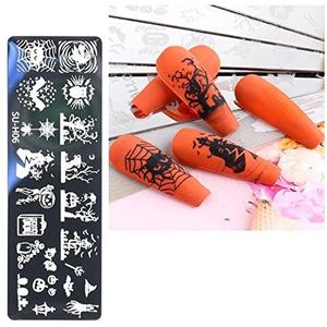 1 set roestvrij staal cartoon patroon afbeelding stencils nagel stempelen platen spons pen afbeelding sjabloon sjabloon sjabloon (su-H06)