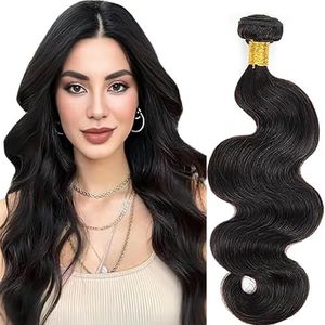 Salharer Body Wave Human Hair Bundles Single Extensions Machine Double Wefts Unprocessed Remy Weave #1B Natural Black Color for Woman 24 Inch