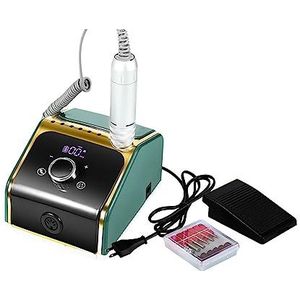 Nagelvijl elektrisch, 35000 RPM elektrische nagelboormachine, oplaadbare manicure-freesset, nagelvijlboren for gellak, nail art-tool(Verde)