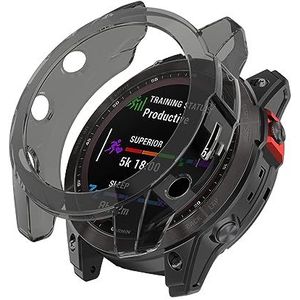 ZZjingli for Garmin Fenix ​​7 Pro Half-Pakket TPU Horloge Beschermhoes (Size : Transparent Black)