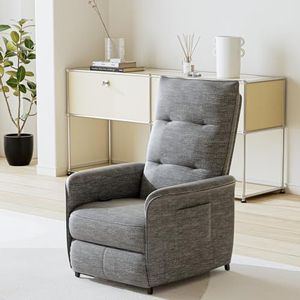 [en.casa] Elektrische fauteuil relaxfauteuil met ligfunctie gestoffeerde fauteuil verstelbaar tv fauteuil Savukoski 102x58x81cm donkergrijs