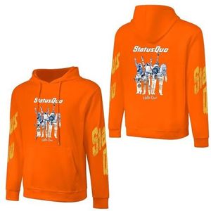 LSMCCOTP Sta-tus Logo Qu-o Katoenen Hoodie Pullover Heren Lange Mouw Sweatshirt Met Zak Voor Mannen Zachte Zwarte Hoody Basic Casual Fans Merch 3XL, Medium Oranje stijl, 5XL