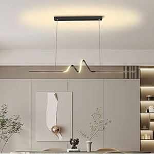 Moderne LED eettafel hanglampen lineair ontwerp dimbare hanglamp met afstandsbediening in hoogte verstelbare plafondlamp kantoor hangende kroonluchter lamplampen (zwart, L120cm) lofty ambition