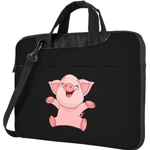 smile roze varken Gedrukt Laptop Mouw Notebook Draagtas Computer Tas Business Aktetas 15.6 inch