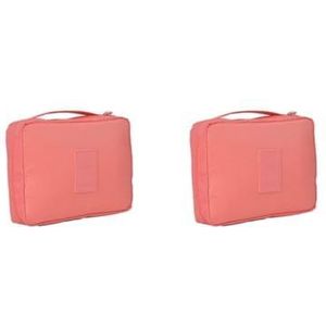 Cosmetische Opbergtas Waterdichte Grote Capaciteit Draagtas Toiletartikelen Pouch Case Thuis Make-up Wassen Pocket Vrouwen Meisjes Rode Wijn, 2 Set (Watermeloen Rood), as description, als beschrijving