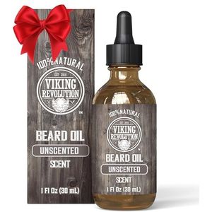 Viking Revolution Beard Oil For Men Unscented 30ml - All Natural With Organic Argan & Jojoba Oils - Softens & Strengthens Beards And Mustaches For Men Gifts for Men