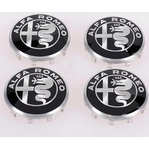 SJZZJMZ 4 stuks auto wielnaafdoppen naafdoppen voor Alfa Romeo 156 Crosswagon 2004-2007 60mm naafdoppen vervangende naafdop stickers