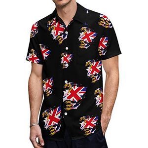 Claw Grunge Engeland vlag heren Hawaiiaanse shirts korte mouw casual shirt button down vakantie strand shirts 3XL