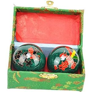 Draagbare Baoding Ballen met Opbergdoos Duurzaam voor Kinderen Oudere Ouders Groen