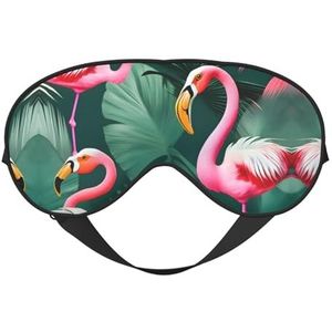 Palmblad en Flamingo's Paar Print Outdoor Reizen Stijlvol Oogmasker Verstelbare Slaap Camping Meditatie Ontspanning