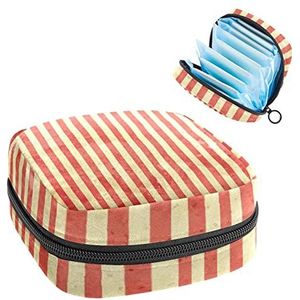 Oude Grunge Strepen Periode Pouch Draagbaar,Tampon Opbergtas voor Maandverband, Meerkleurig, 4.7x6.6x6.6 in/12x17x17 cm