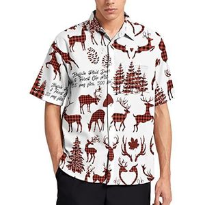 Buffalo geruite herten heren T-shirt met korte mouwen casual button down zomer strand top met zak