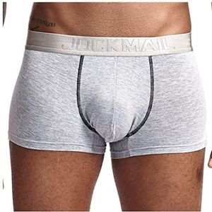 JOCKMAIL Boxershorts, heren, ondergoed, modal, zacht, micro, aparte zakken, met gulp, Lichtgrijs, L