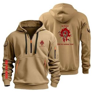 AHYAOFA Heren Gezellige Hoodie Sweatshirt voor The H.or.d.e Jumpers Tops Hoody Sport Uitloper Lange Mouw Hooded Jassen Half Zip Jassen, Khaki-3, 18-20