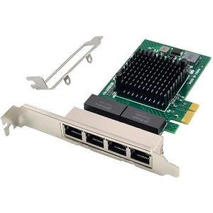 Allowish PCIe X1 Ethernet netwerkkaart 1000 Mbps 1Gbps 4 poorten RJ45 lan kaart BCM5719 chipset Compatibel met WOL PXE VLAN