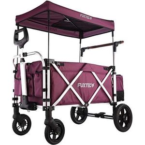 FUXTEC opvouwbare Bolderkar luxe CTL900 - handkar - tuintrolley - vervoer van kinderen - outdoor - transport - harde ondergrond - wandelpad - afneembare kap - binnenuitbreiding – achtertas - koeltas