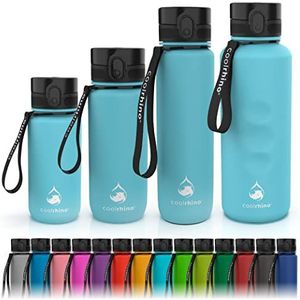 Coolrhino Drinkfles, voor sport-, outdoor- en fitnessactiviteiten, ook voor kinderen, waterfles, lekvrij en BPA-vrij, fles geschikt voor koolzuur, 1000 ml, blauw (Rhino Sky Blue)