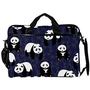 EZIOLY Panda's met Bamboe 14 Inch15 Inch Laptop Schouder Messenger Bag Crossbody Aktetas Messenger Sleeve voor 13 Inch tot 14 ""Laptop, Meerkleurig, 11*15in