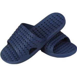 Heren Douchesandalen, Met Drainage Gaten zacht comfortabel Sneldrogende Slide Sandal Open Toe Spa Bad Zwembad Gym House Sandalen voor Indoor Outdoor(Size:EU 44/45,Color:Blauw)