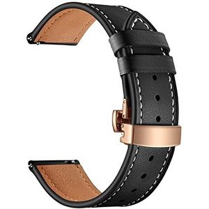 20mm 22mm lederen band Compatibel met Samsung Galaxy Horloge 4 3 Classic Band 42mm 46mm Actief 2 40mm 44mm armband Compatibel met Huawei GT 2 (Color : Rose gold black, Size : For Active2 40mm)