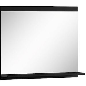 Badplaats Badkamerspiegel Montreal 60 x 12 x 50 cm - Mat zwart - Spiegel met Houten Frame en Planchet