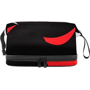 Grote capaciteit reizen cosmetische tas,Rode witte abstracte zwarte achtergrond,Make-up tas,Waterdichte make-up tas organisator, Meerkleurig, 27x15x14 cm/10.6x5.9x5.5 in