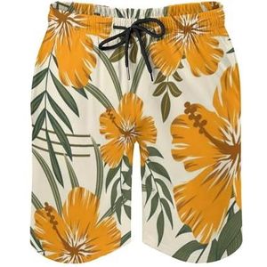 SANYJRV Licht zachte en ademende shorts, heren klassieke pasvorm Hawaii zwembroek, elastische trekkoord korte broek, Kleur 4, S
