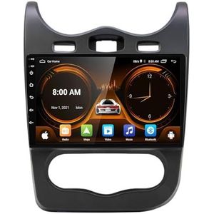 Dubbele DIN Android 14 autoradio voor Renault Sandero 2013-2014 9 Duim QLED Touch screen-met Draadloze Carplay Android Auto GPS navigatie 4G WiFi Stuurwielbediening achteruitrijcamera(P4 4G+WIFI 8Core