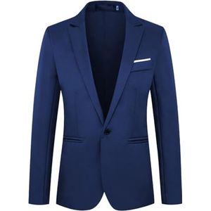 Leader of the Beauty Herenblazer voor heren, blazer, bruidegom, blazer, bruiloft, slim fit, jas, gala, smoking, herenbovenkleding, marineblauw, 5XL