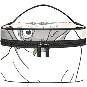 Hond Pug make-up organizer tas, reismake-up tas organizer case draagbare cosmetische tas voor vrouwen en meisjes toiletartikelen, Meerkleurig, 22.5x15x13.8cm/8.9x5.9x5.4in