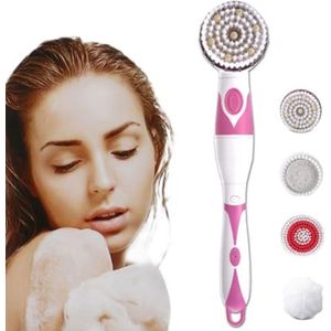 1 in 4 elektrische badborstel met verlengd handvat, rugexfoliator, elektrische rugborstel en lichaamsbadborstel voor douche