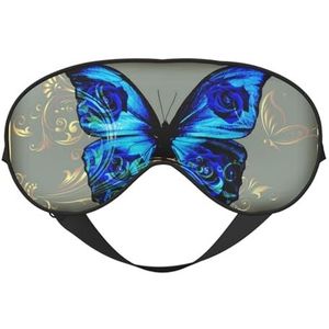 WSHFFILO Blauwe Vlinder Gedrukt Dubbelzijdig Zacht Verduisterend Oogmasker Slaap Aid Oogmasker Reizen Oogmasker